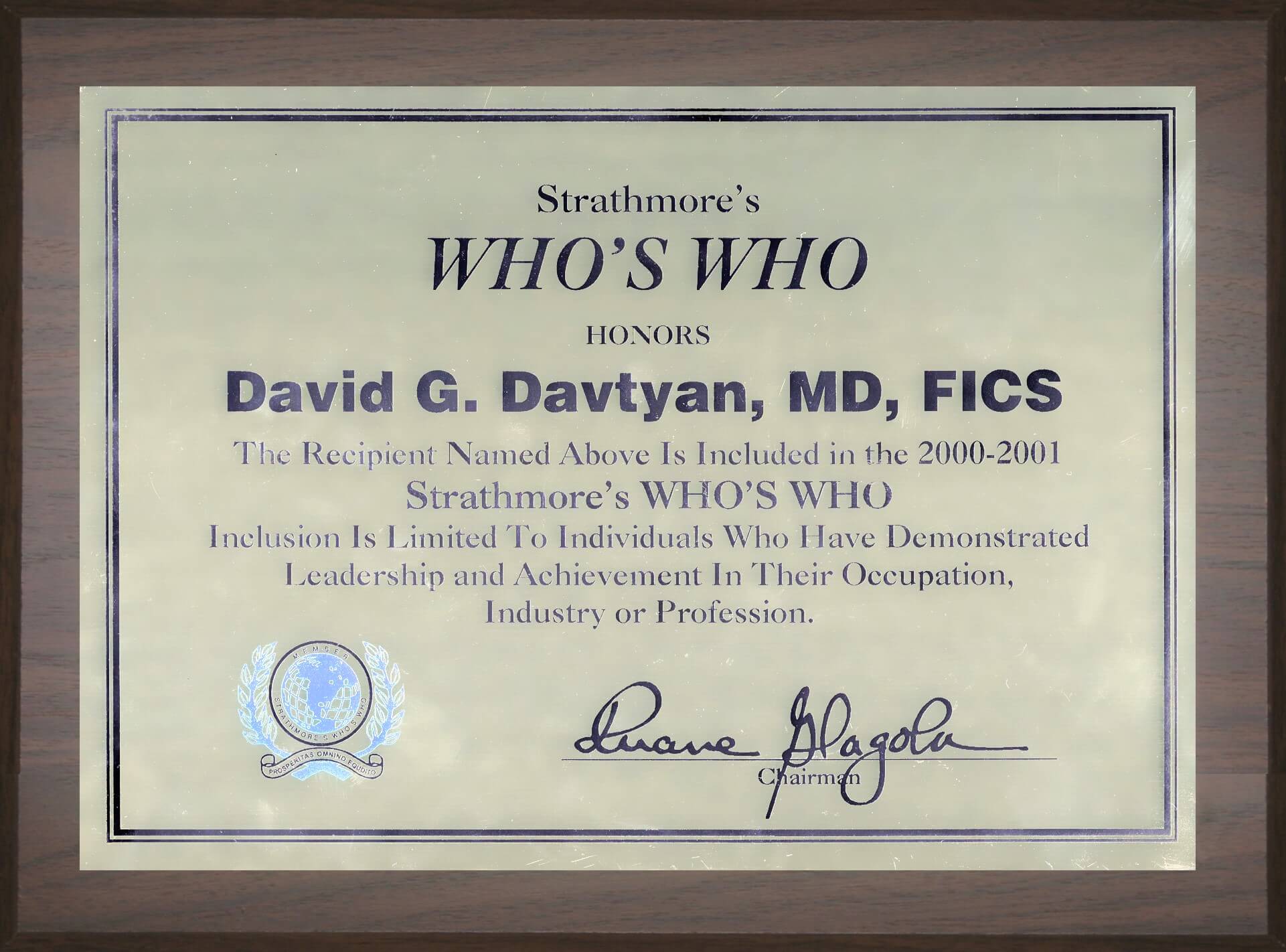 Dr. David Davtyan Strathmore's Who's Who Honors Best Bariatric Weight Loss Surgeon Los Angeles Beverly Hills Glendale Rancho Cucamonga