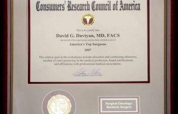 Dr. David Davtyan America's Top Doctor Consumer's Research Council Of America Bariatric Surgery Surgical Oncology Los Angeles Beverly Hills Glendale Rancho Cucamonga
