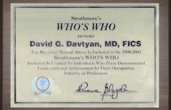 Dr. David Davtyan Strathmore's Who's Who Honors Award