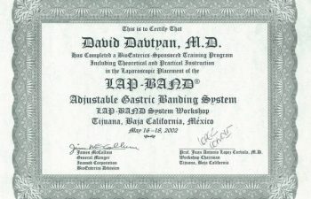 Dr. David G. Davtyan's 2002 BioEntrics Training Program of The Lap-Band System Certification Tijuana, Baja California, Mexico