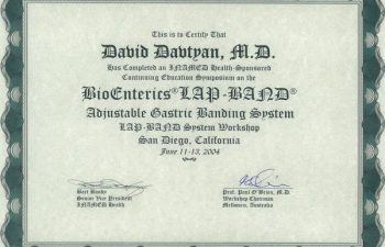 David Davtyan's 2004 Certification Continuing Education Symposium BioEntrics Lap-Band System San Diego, CA